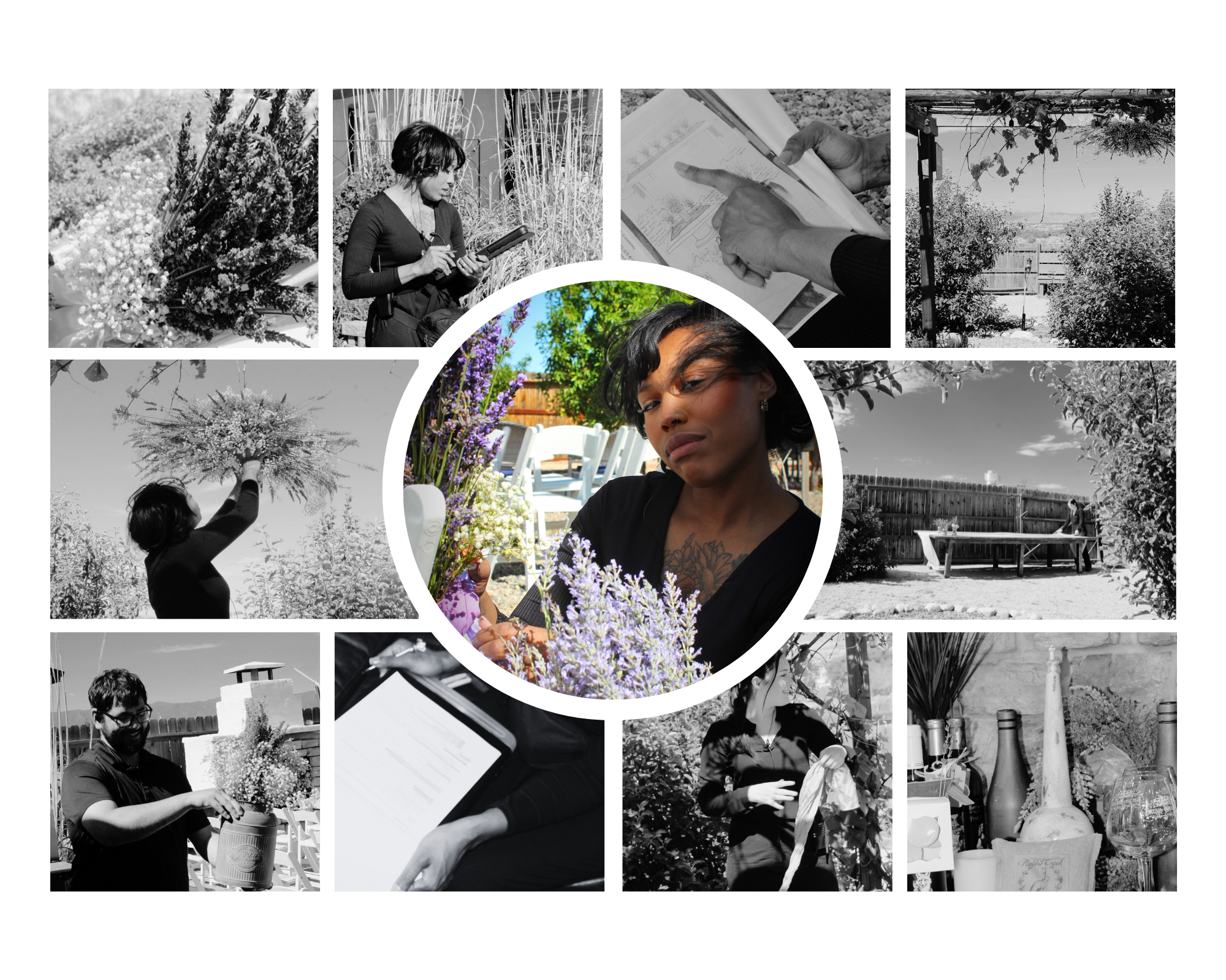 MM Events behind-the-scenes collage - coordination, florals, and event day moments